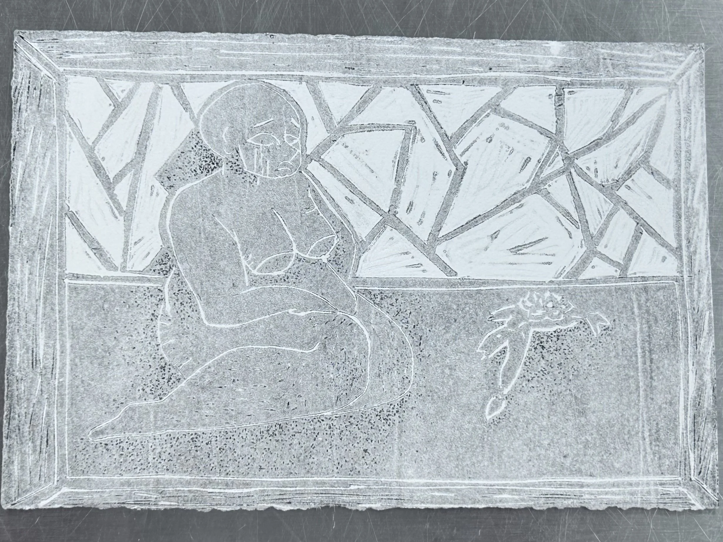 Broken Image 
2025 
Intaglio Linoleum Print with Ink 
4 x 6 
Printmaking 1