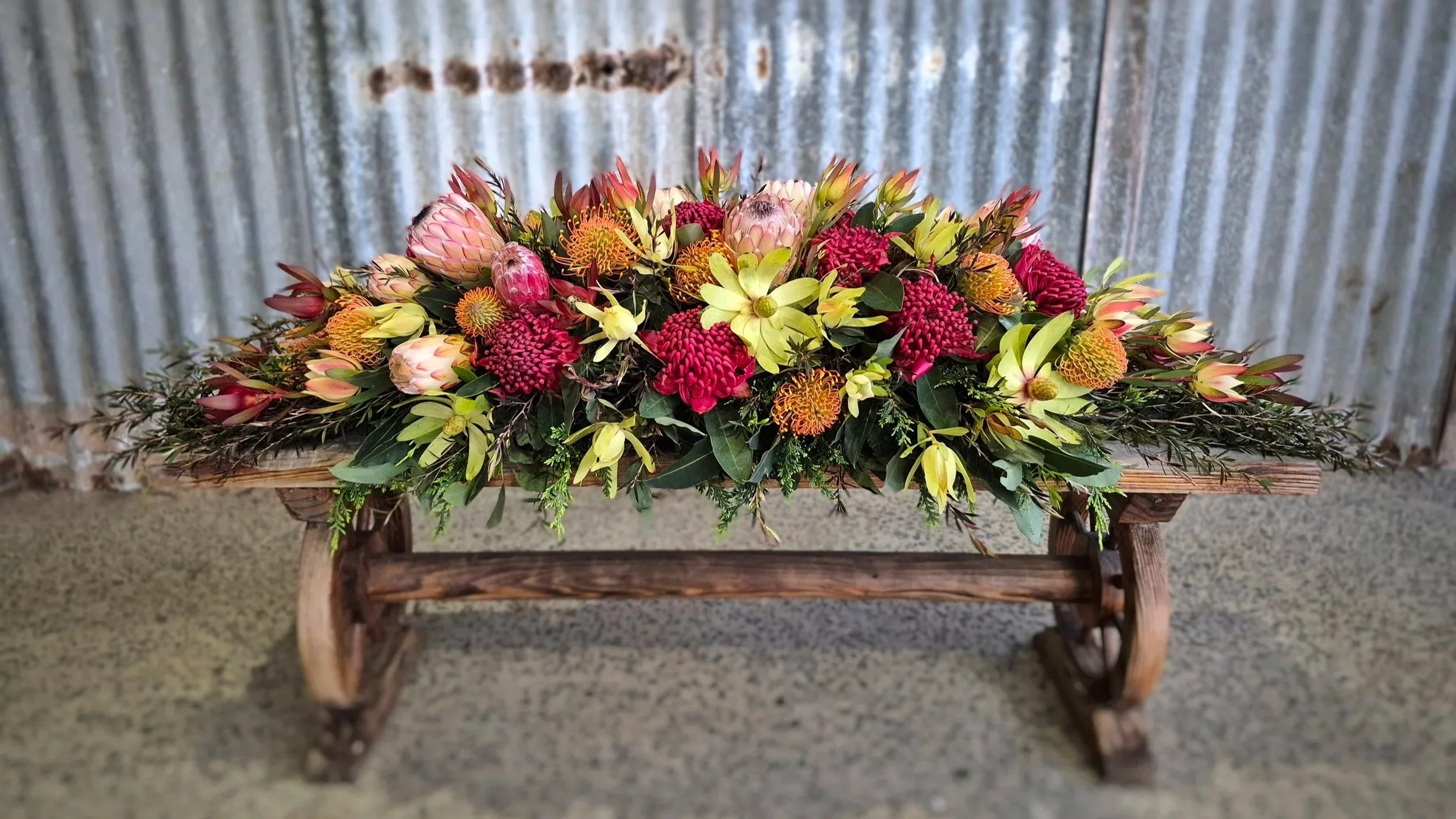 Funeral casket native flower casket spray