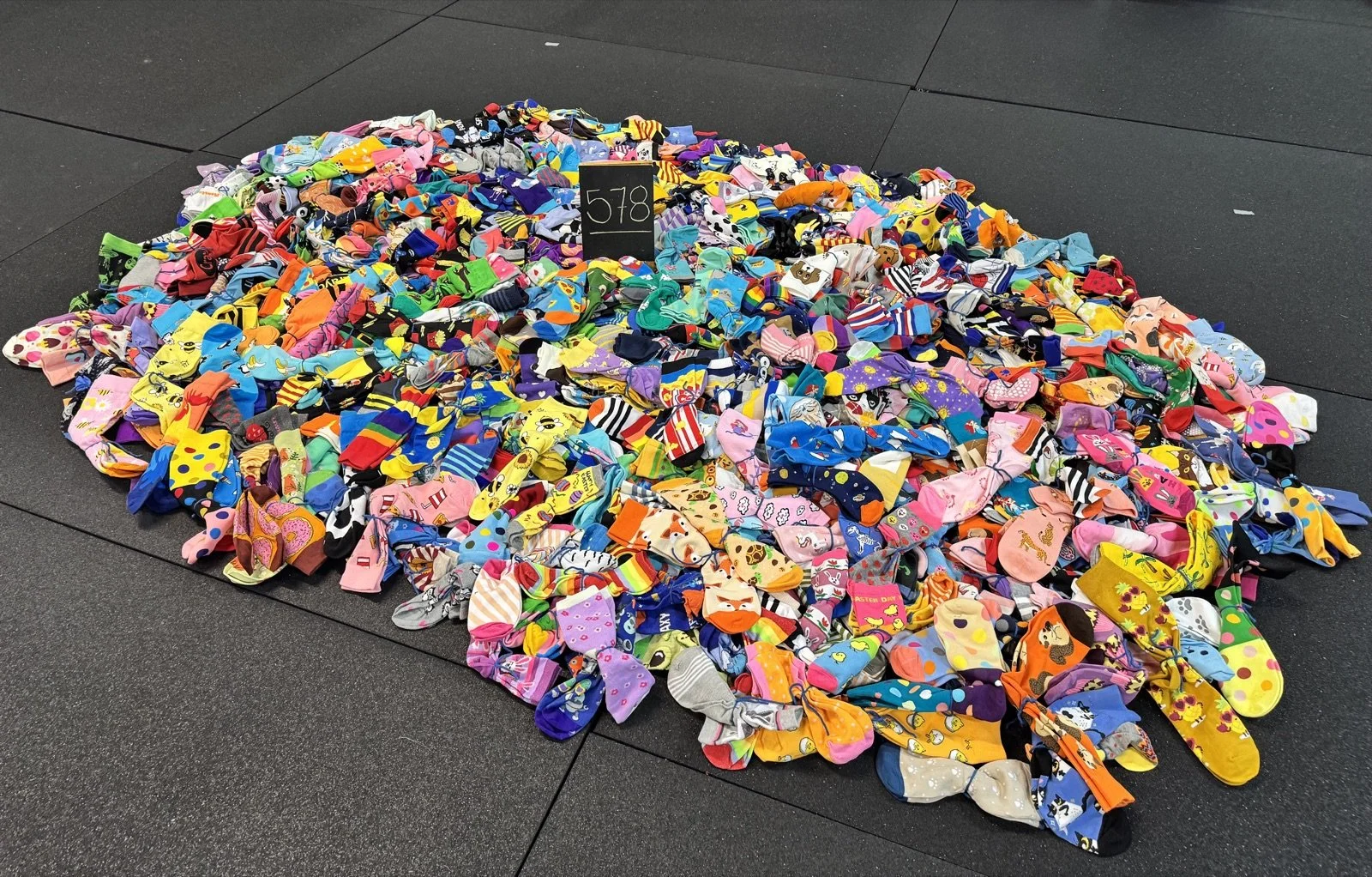 A big pile of donated socks