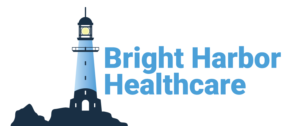 Logo for Bright Harbor Healthcare featuring a lighthouse and the company name
