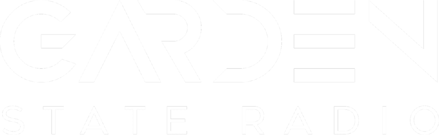 Logo with the words 'GARDEN' in stylized black and white letters above 'STATE RADIO' in smaller white font.