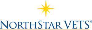 NorthStar Vets logo with a yellow star on a black background and blue text.