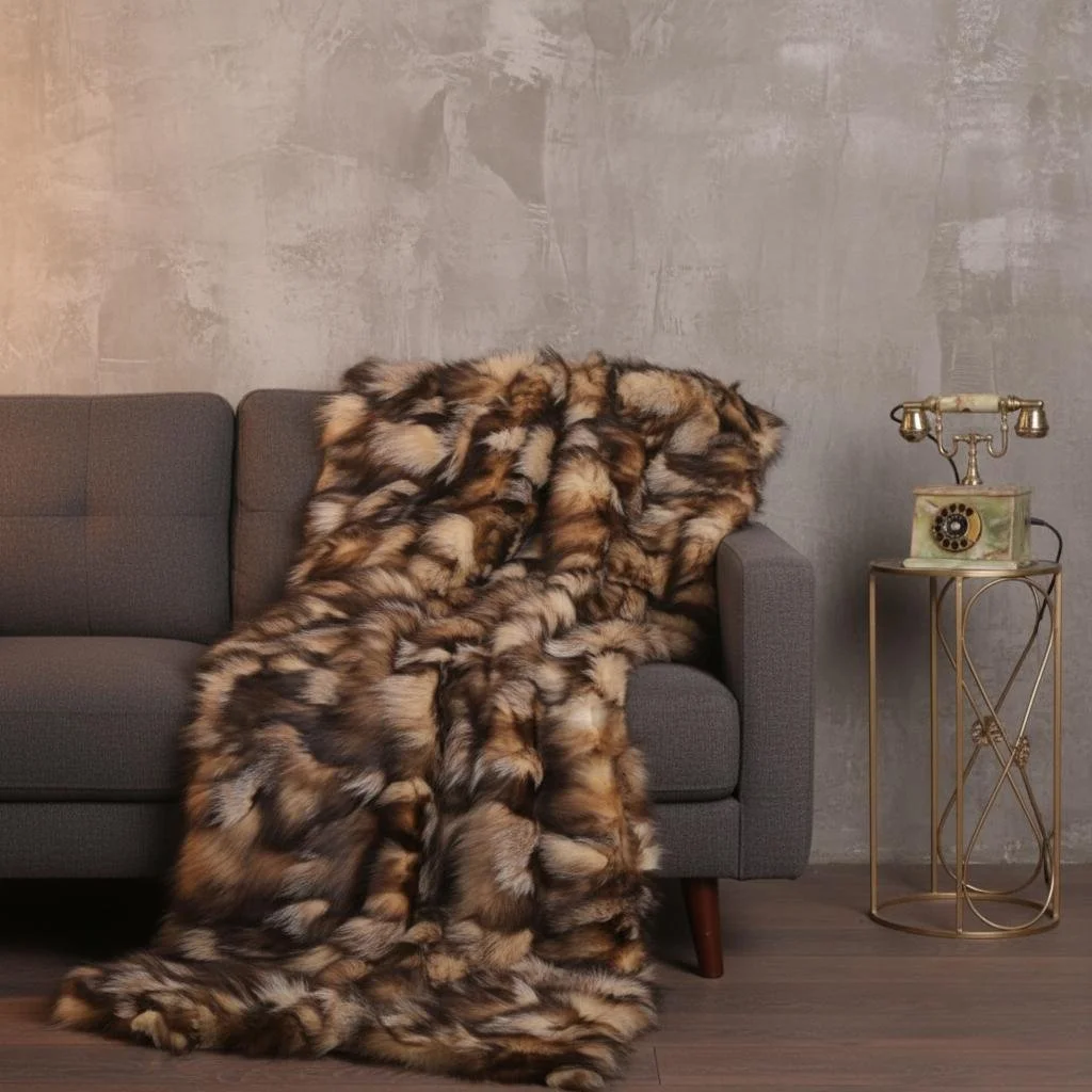 Crystal Fox Fur Blanket