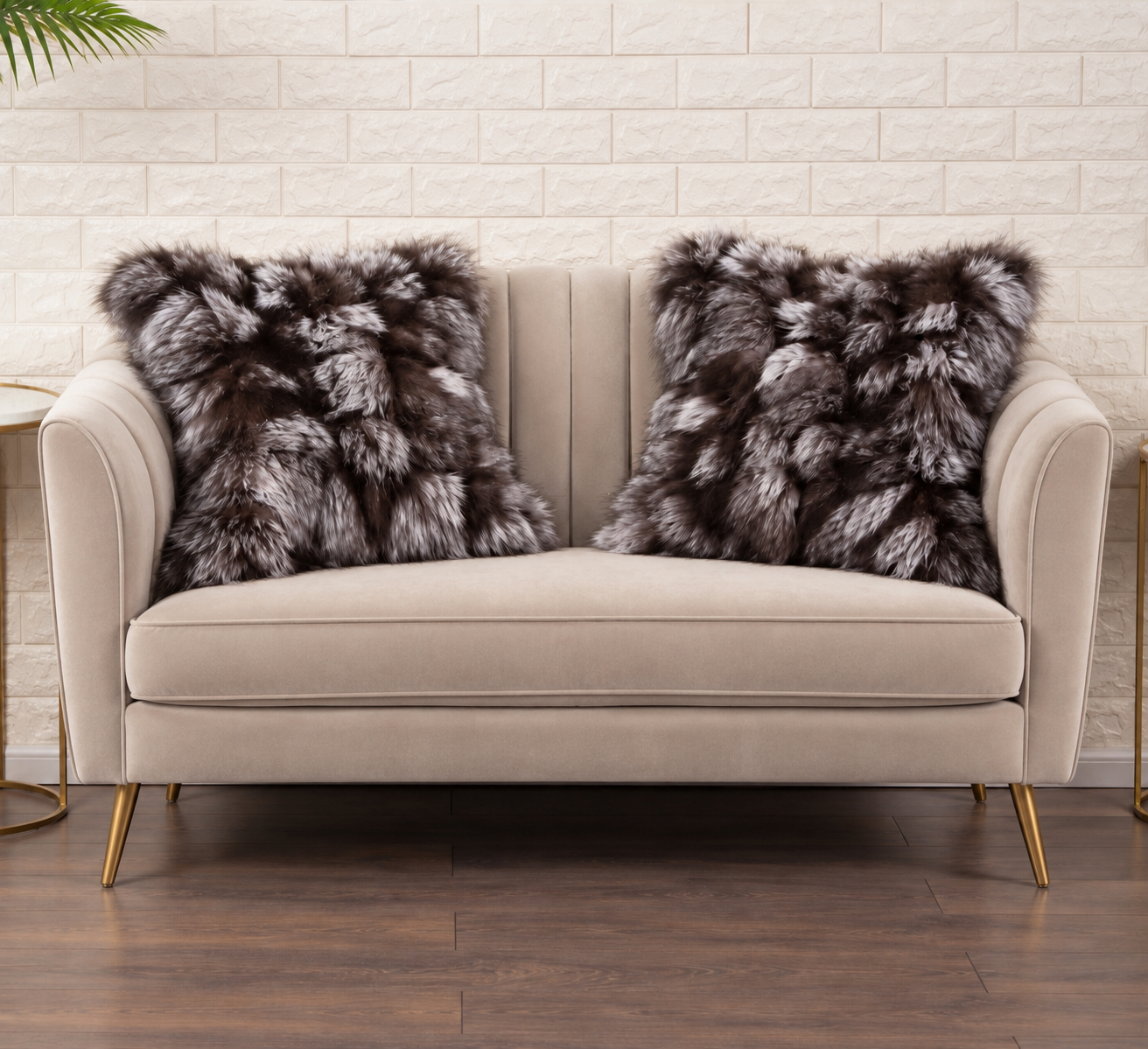 Silver Fox Fur Accent Pillow