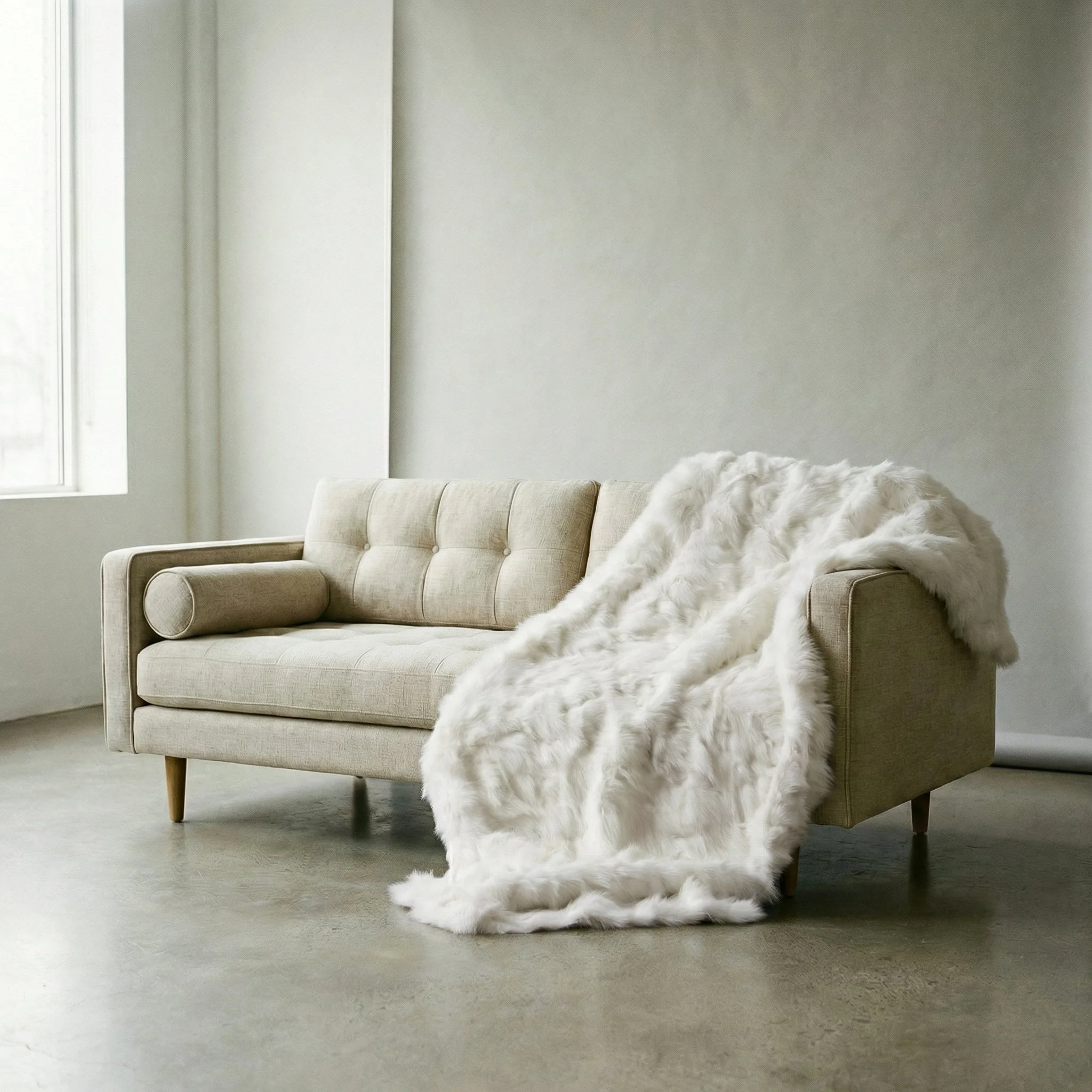 White Fox Fur Blanket