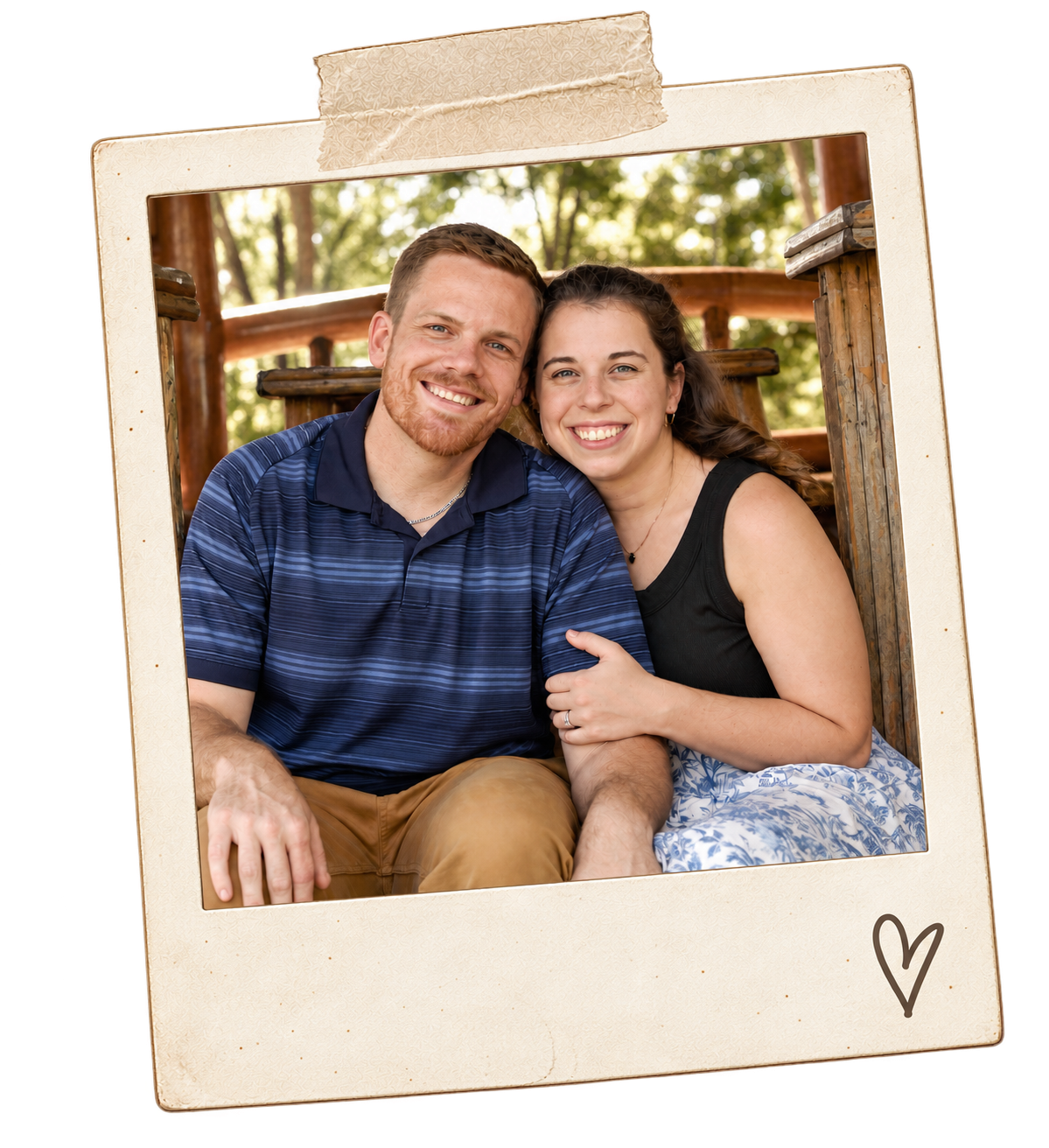 Rachel and her husband smiling together outdoors.