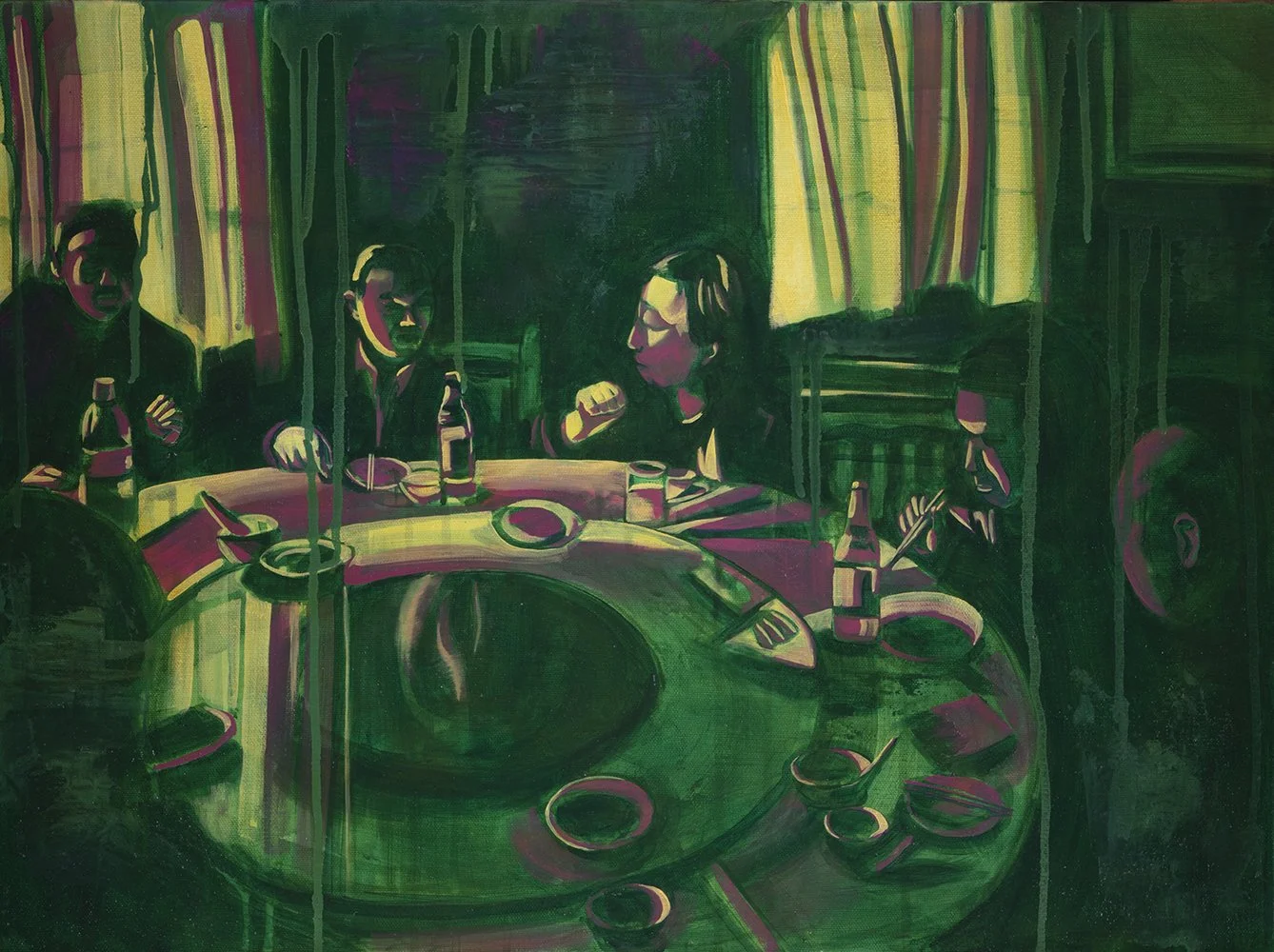 Let's meet again in Shanghai c.1995, 2026, acrylic, ink, oil on canvas, 61 × 46 cm