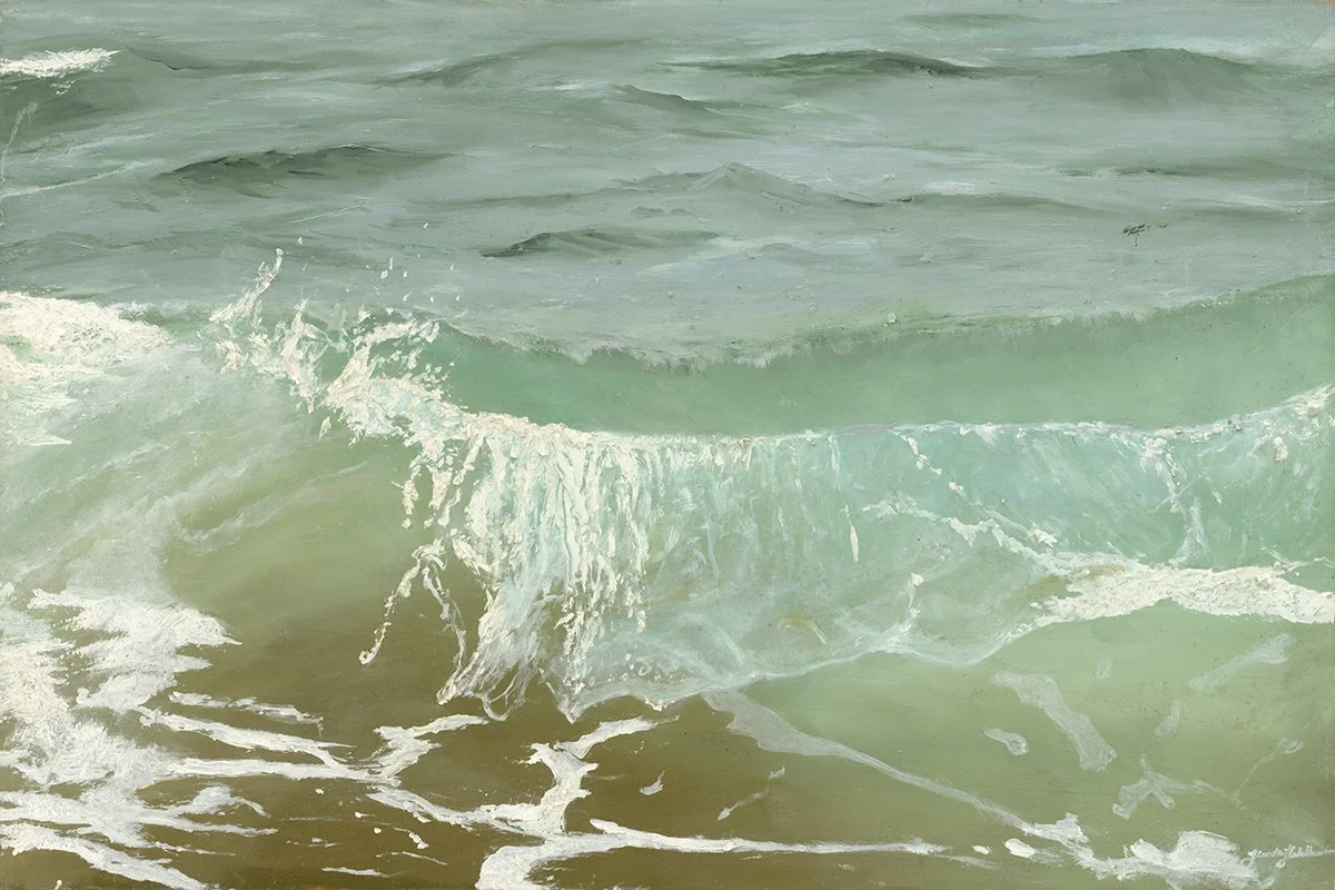 Waves crashing on a sandy beach