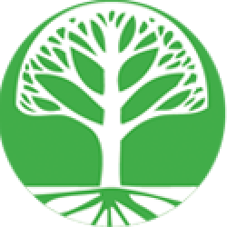 A green circular logo featuring a stylized white tree with branches and roots.