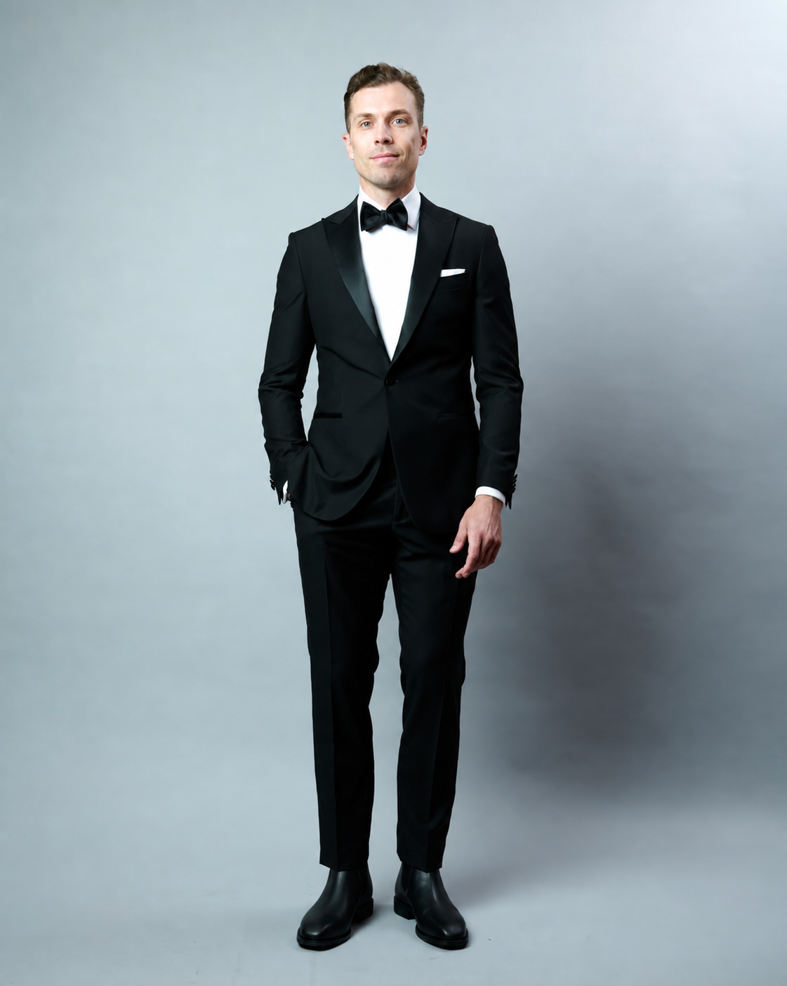 Peak Lapel Dinner Suit with Covered Placket Shirt Hire