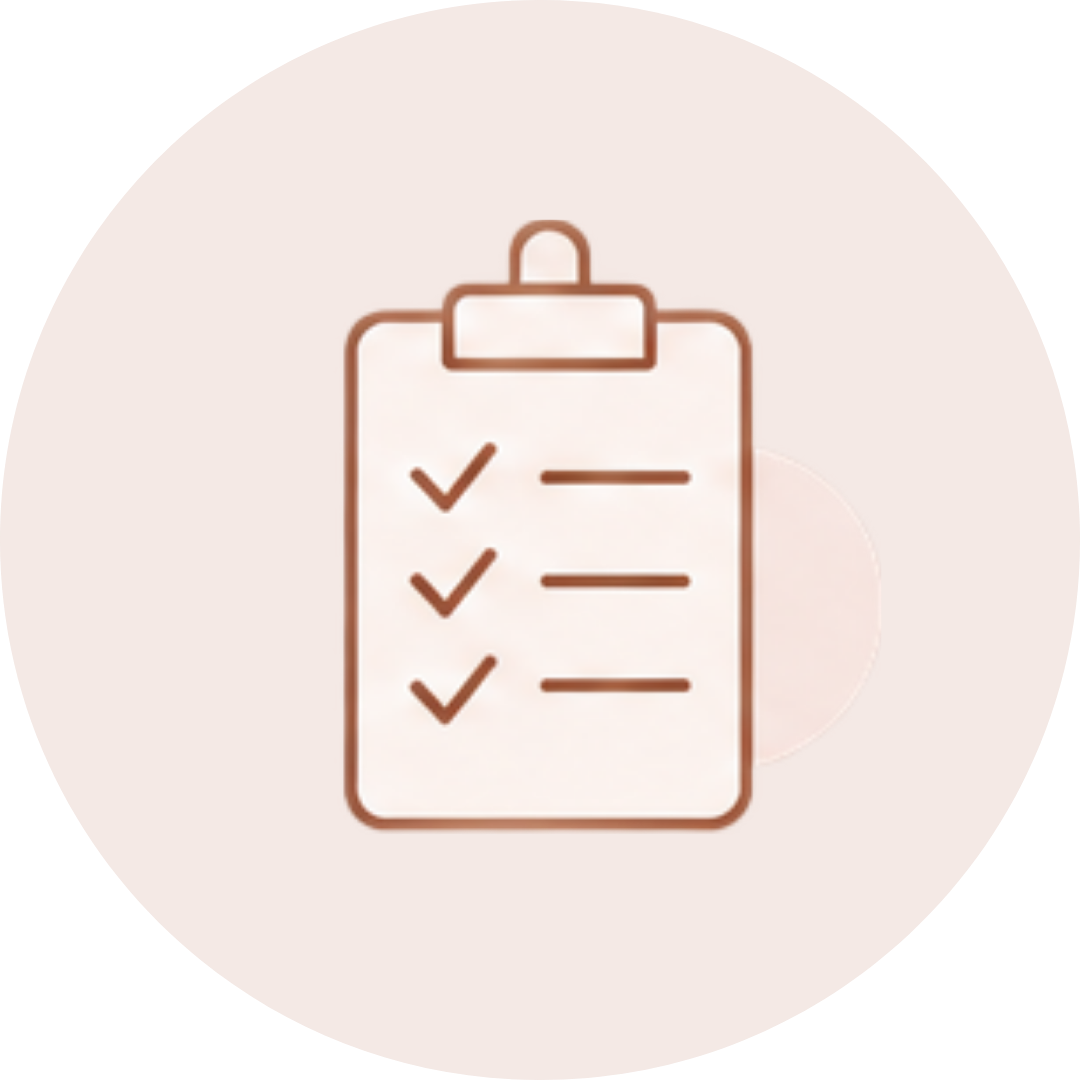 Outline of a checklist on a clipboard with three checked items.