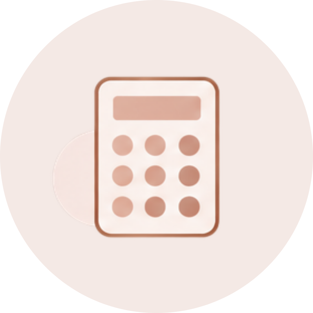 Icon of a calculator with a rectangular display at the top and a grid of buttons below.