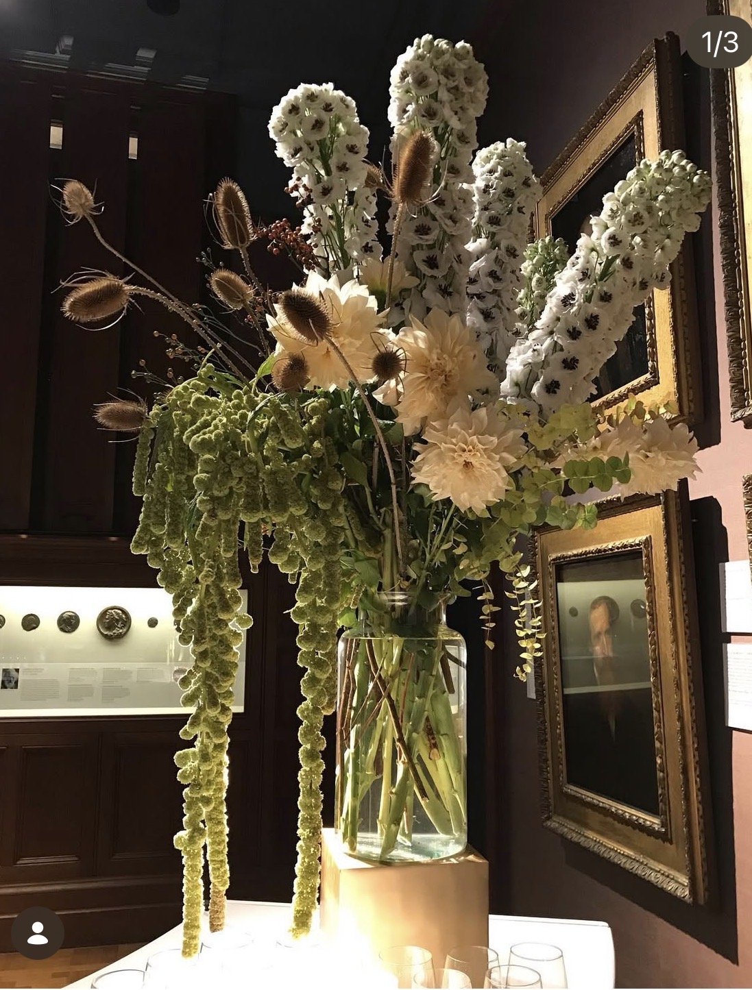 Floral dramatic bouquet for national portrait gallery exhibition
