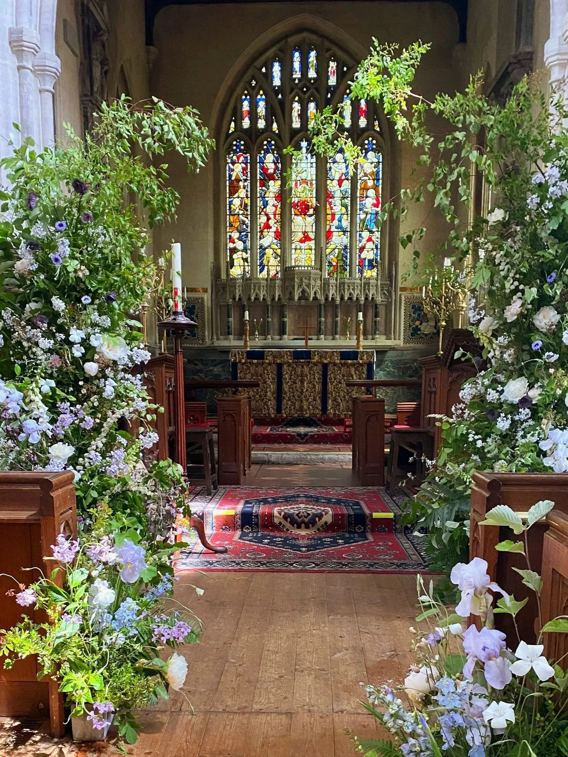 wedding church arch and path flowers uk church 