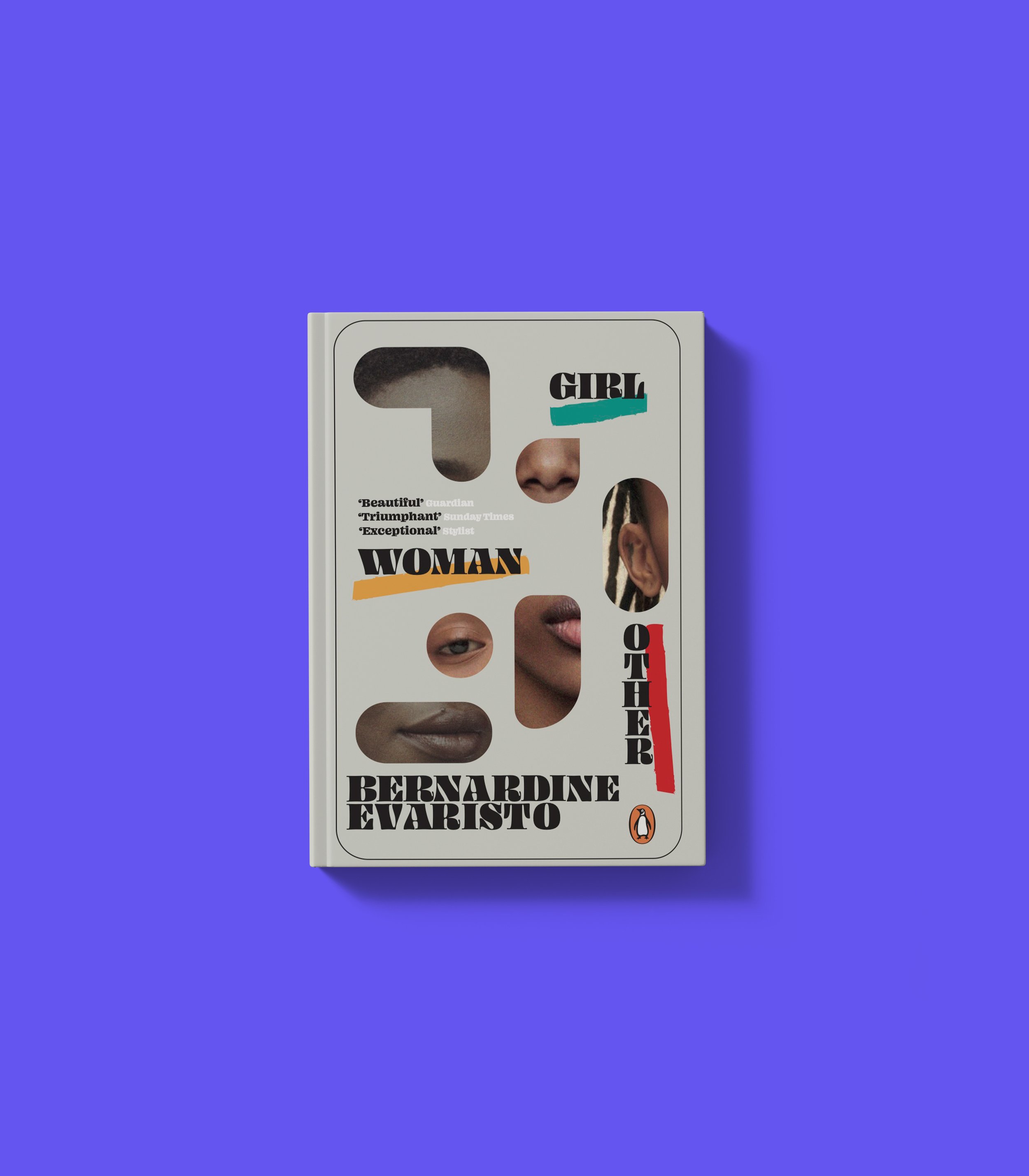 Book cover of Bernadine Evaristo's “Girl, Woman, Other” on a purple background