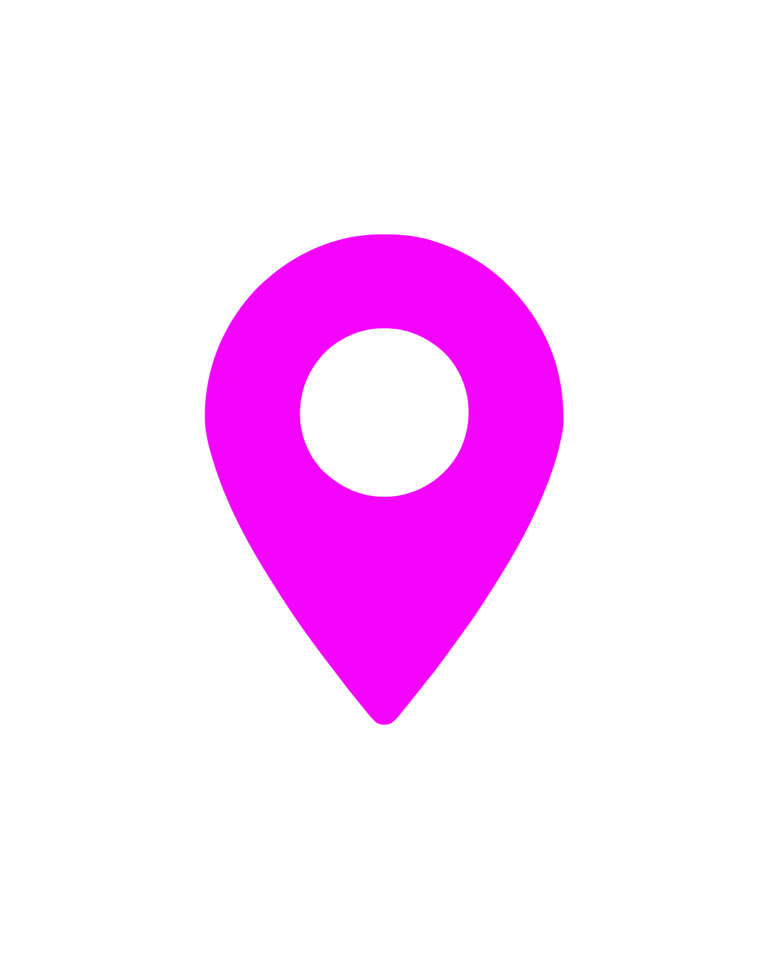 Pink map location pin icon on a black background.