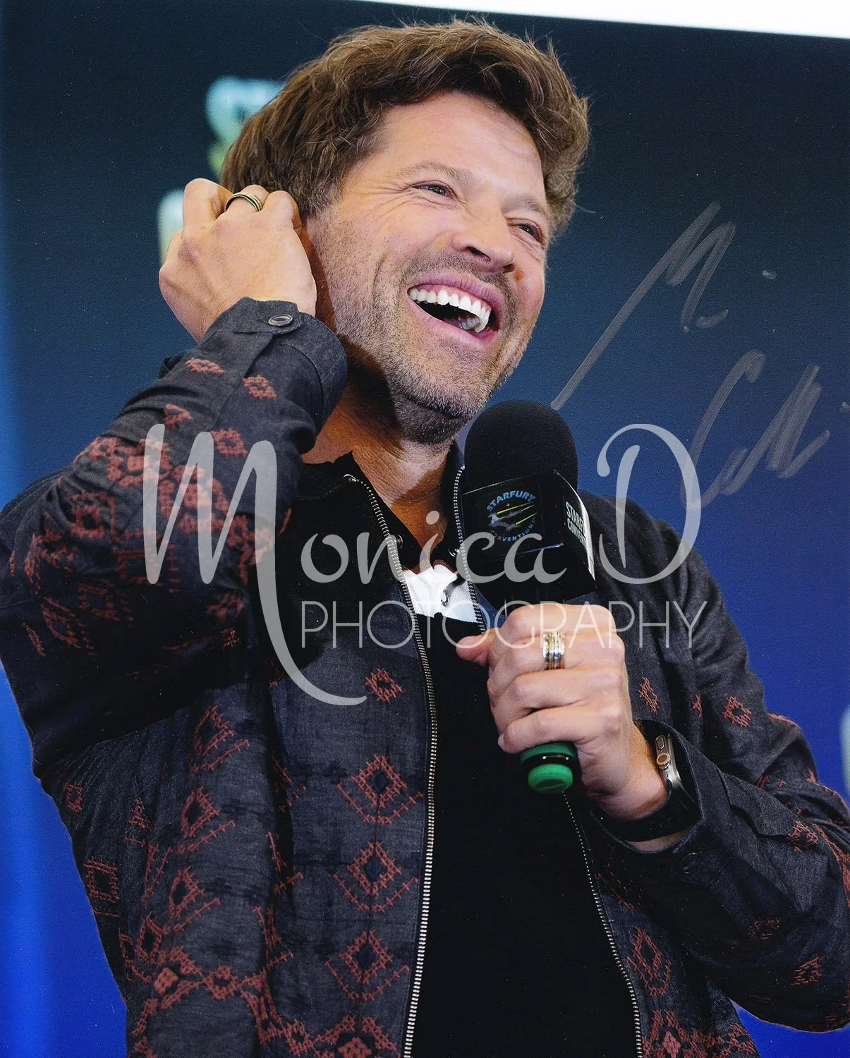 Misha Collins on stage during the Crossroads 8 convention in Birmingham, UK, April 2024