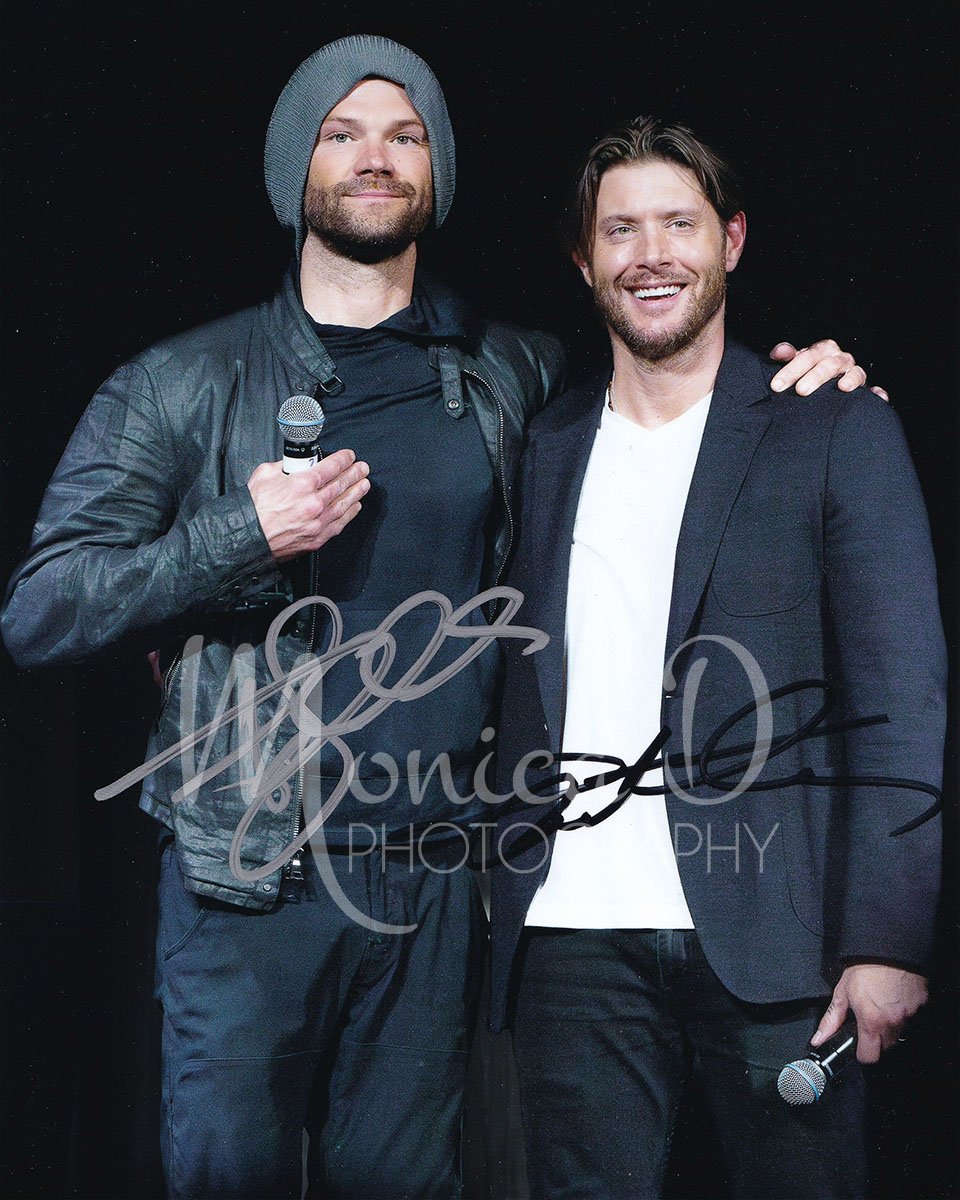 Jensen Ackles and Jared Padalecki on stage during the All Hell Breaks Loose convention in Melbourne, Australia, March 2024