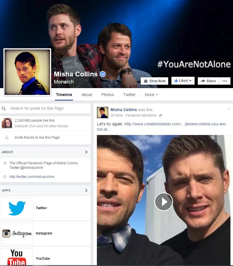 Misha Collins - Twitter Header - You Are Not Alone