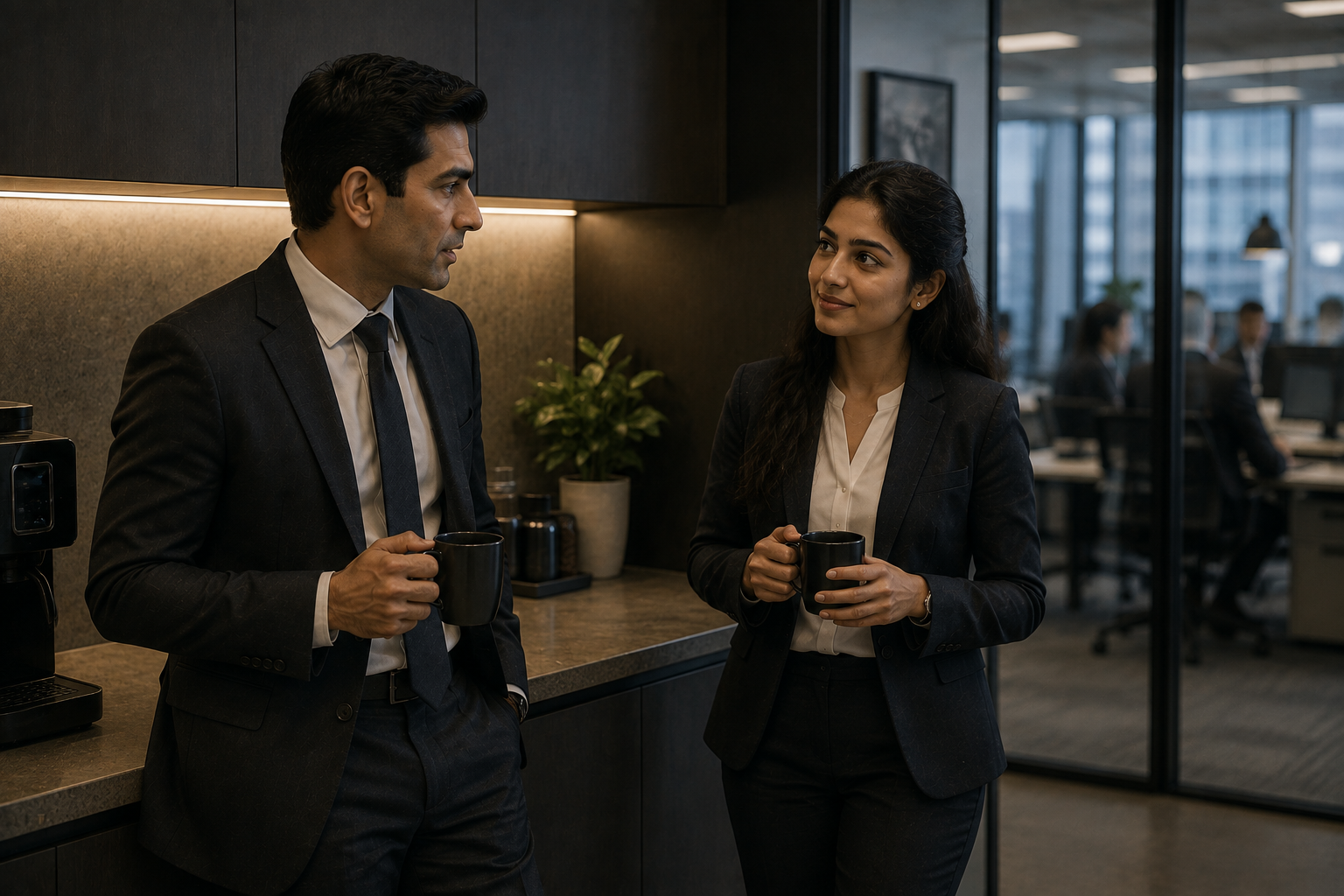 Dev and Meera having a chat