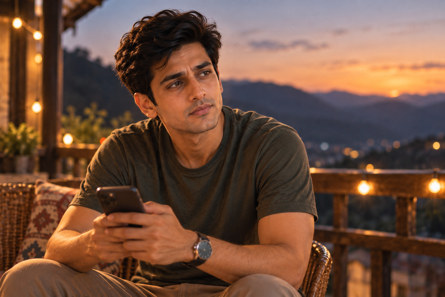Rohan sitting in balcony when he gets the unexpected email
