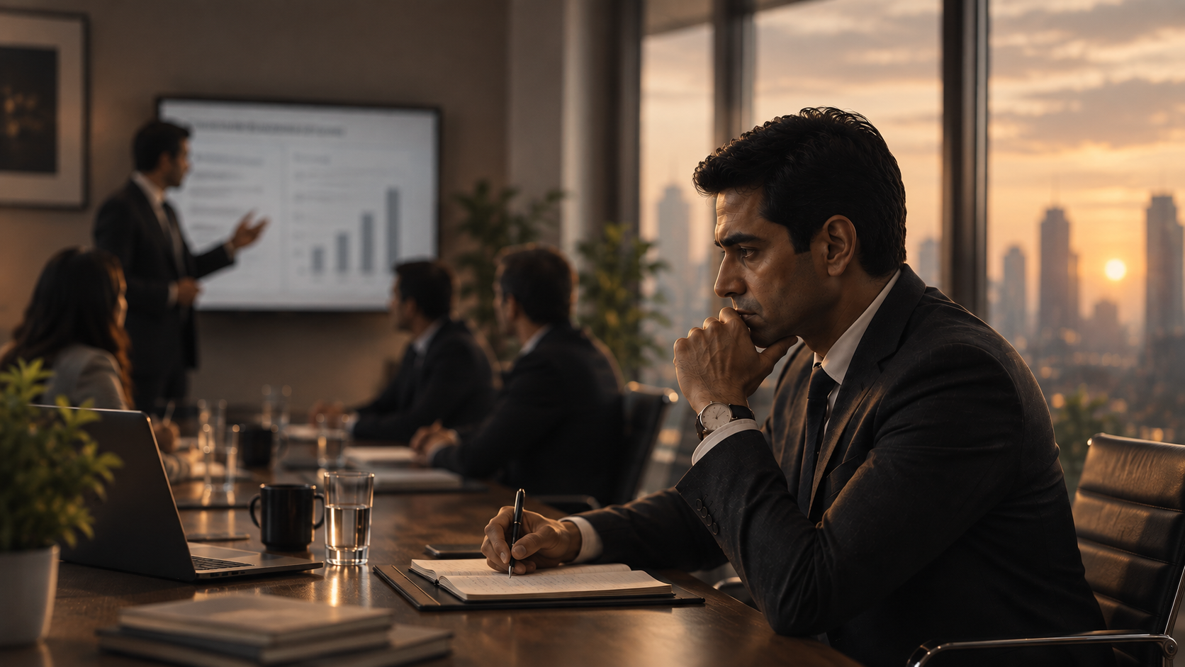 Dev sitting in a meeting