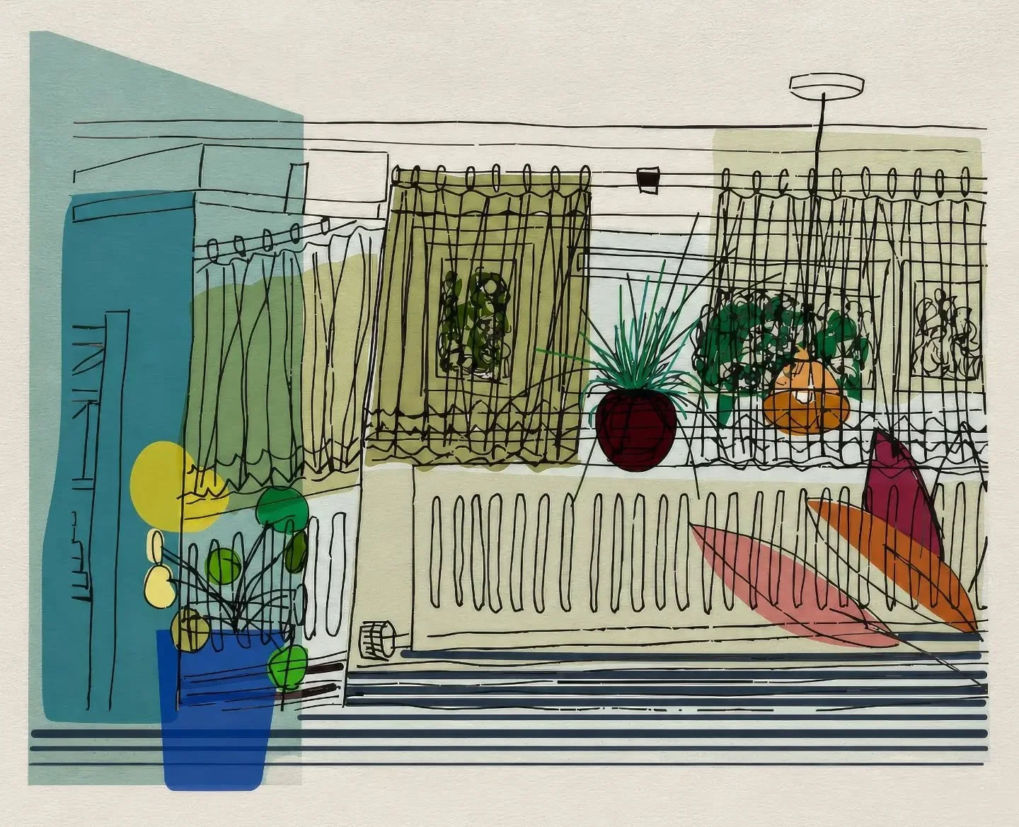 A few stolen minutes, and a quiet place to hide from the world with some lines and some blobs of colours.

#noai 
#handdrawing 
#artnomatterwhat 
#practicemakesperfect 
#simplicitypatterns