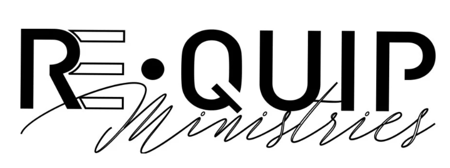 Logo with the words "Re-quip Ministries" in a stylized font.