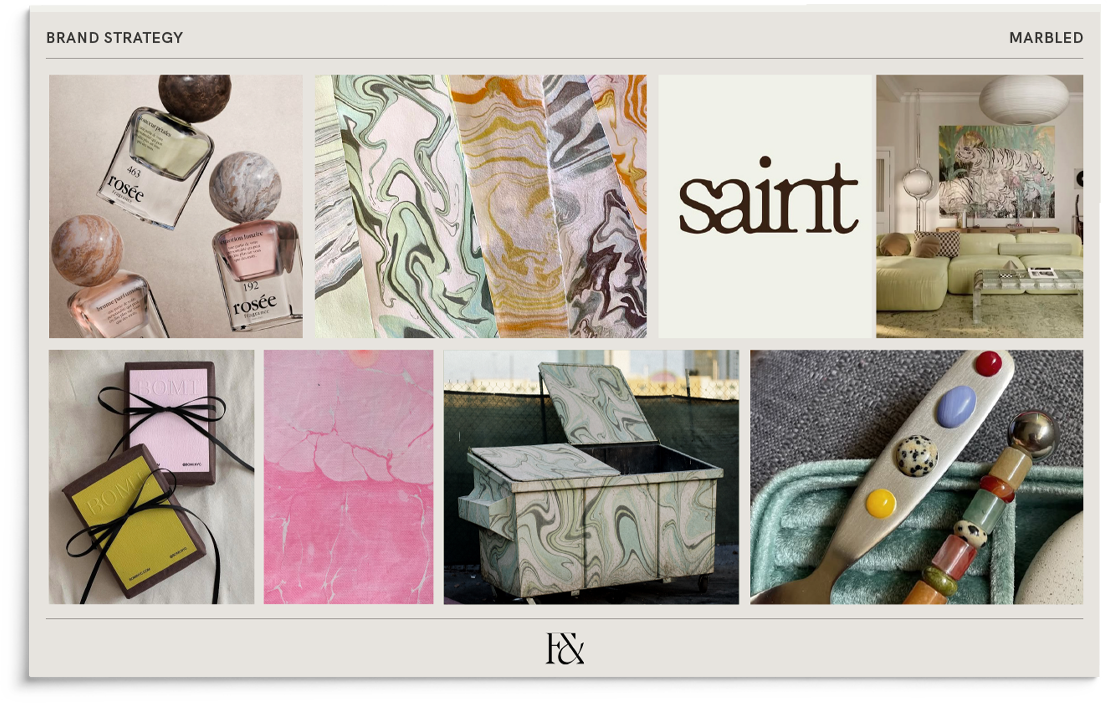 Creative direction board: Marbled