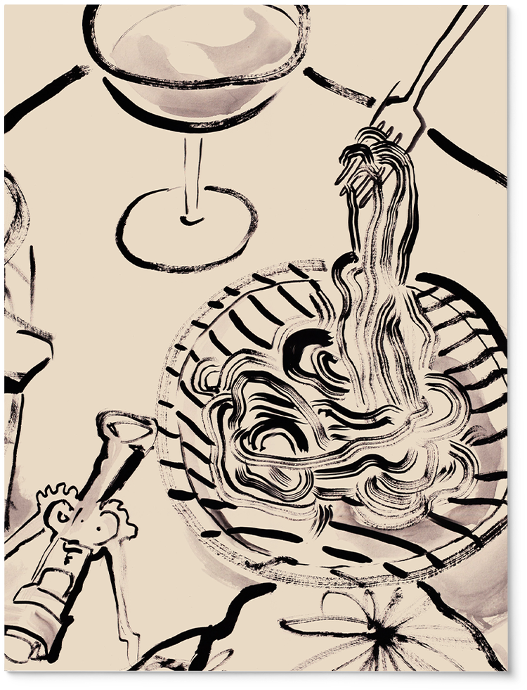 Pasta table illustration