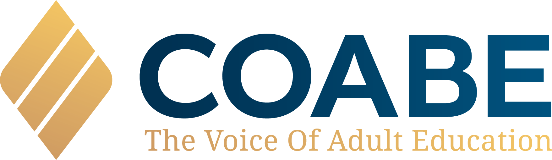 COABE logo with gold geometric emblem and the tagline “The Voice of Adult Education”