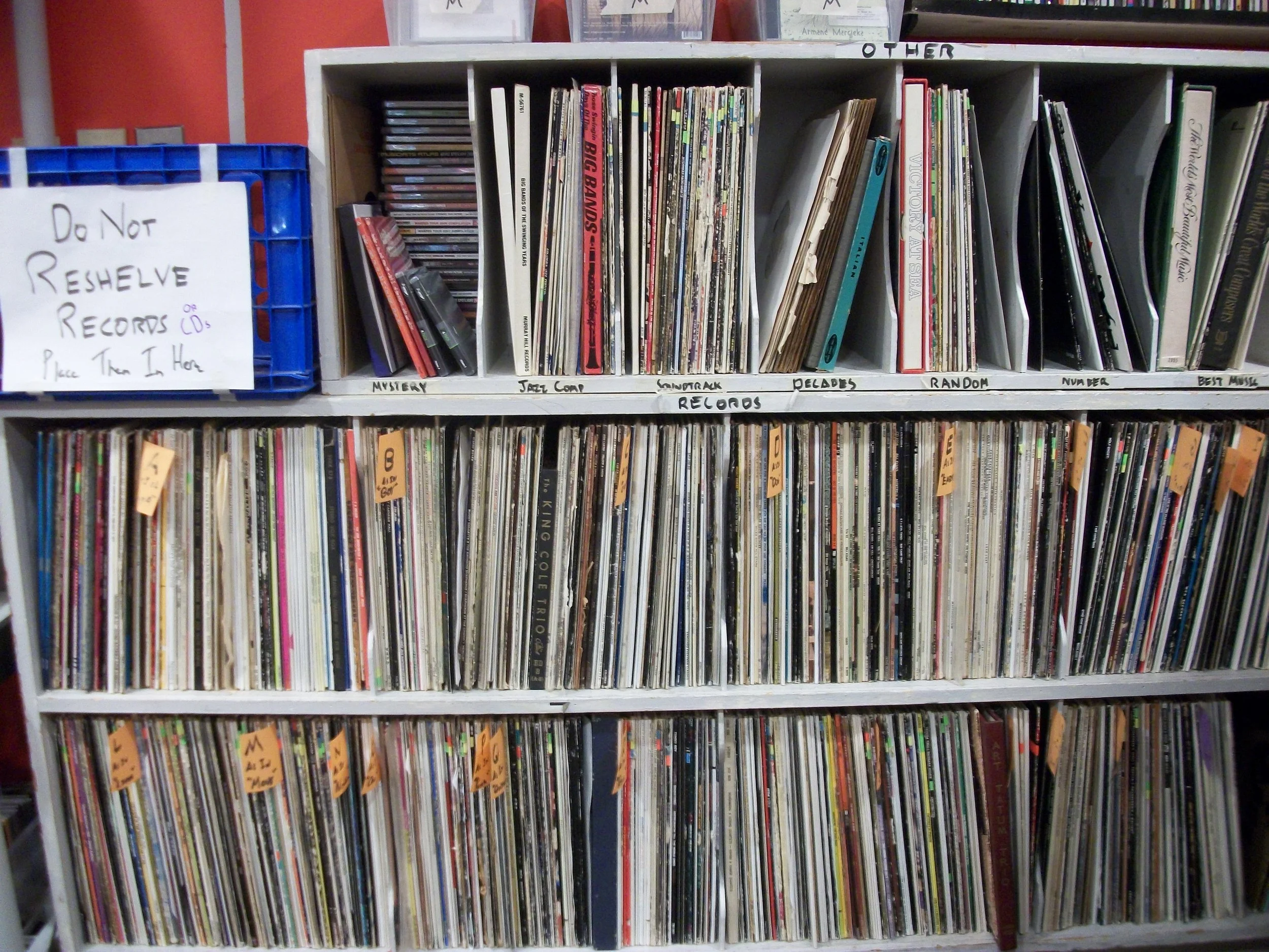 shelf of records
