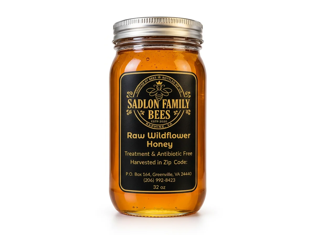 32oz Glass Jar of Wildflower Honey