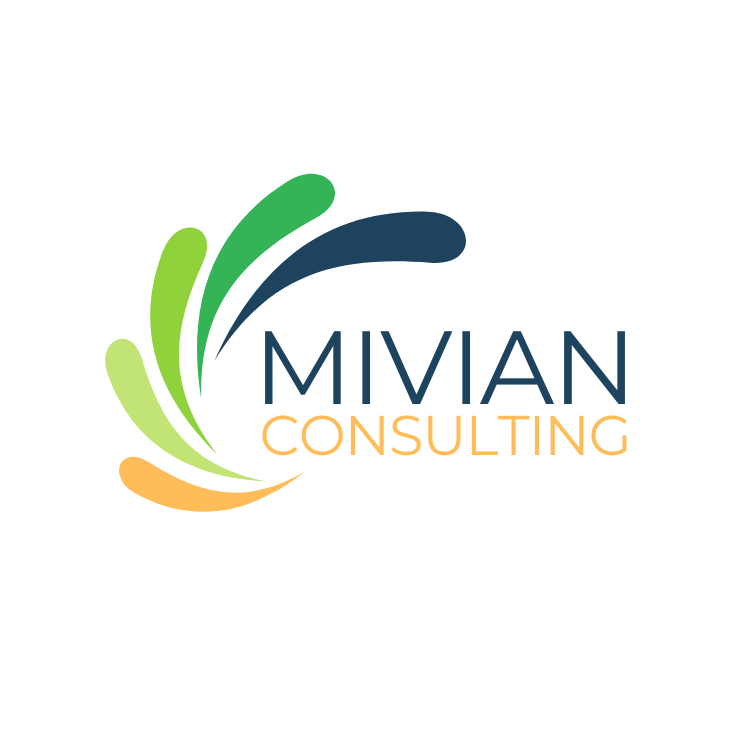 Logo for MIVIAN Consulting with a stylized green, blue, and orange abstract design and the company name.