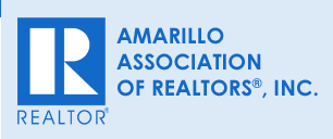 Logo of the Amarillo Association of Realtors featuring a blue letter 'R' and blue text