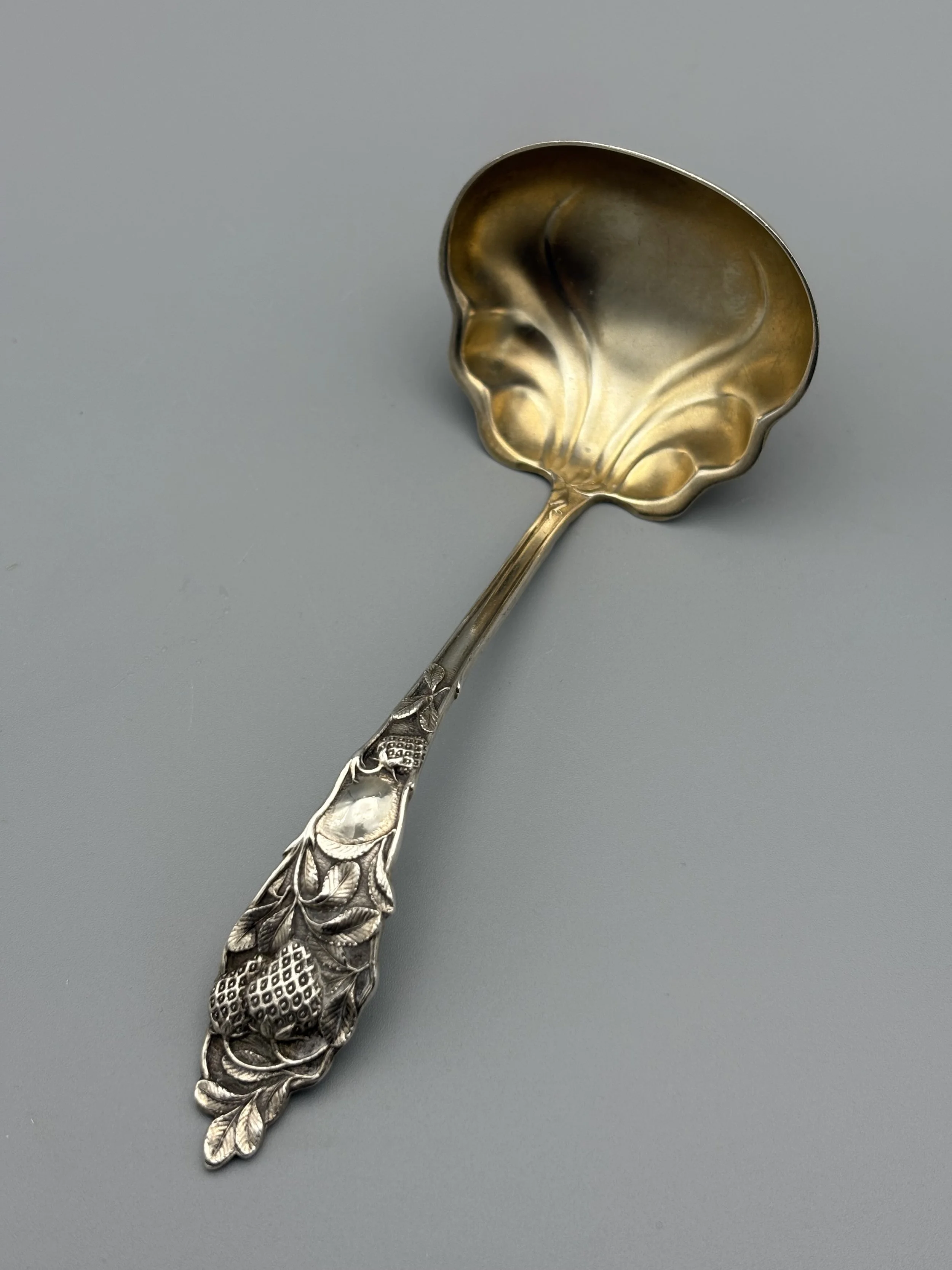Watson Strawberry Sterling Silver Gilt Cream Ladle