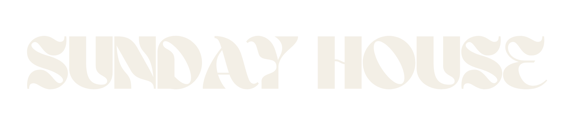 Stylized text that reads "SUNDAY HOUSE" with an artistic, flowing font.