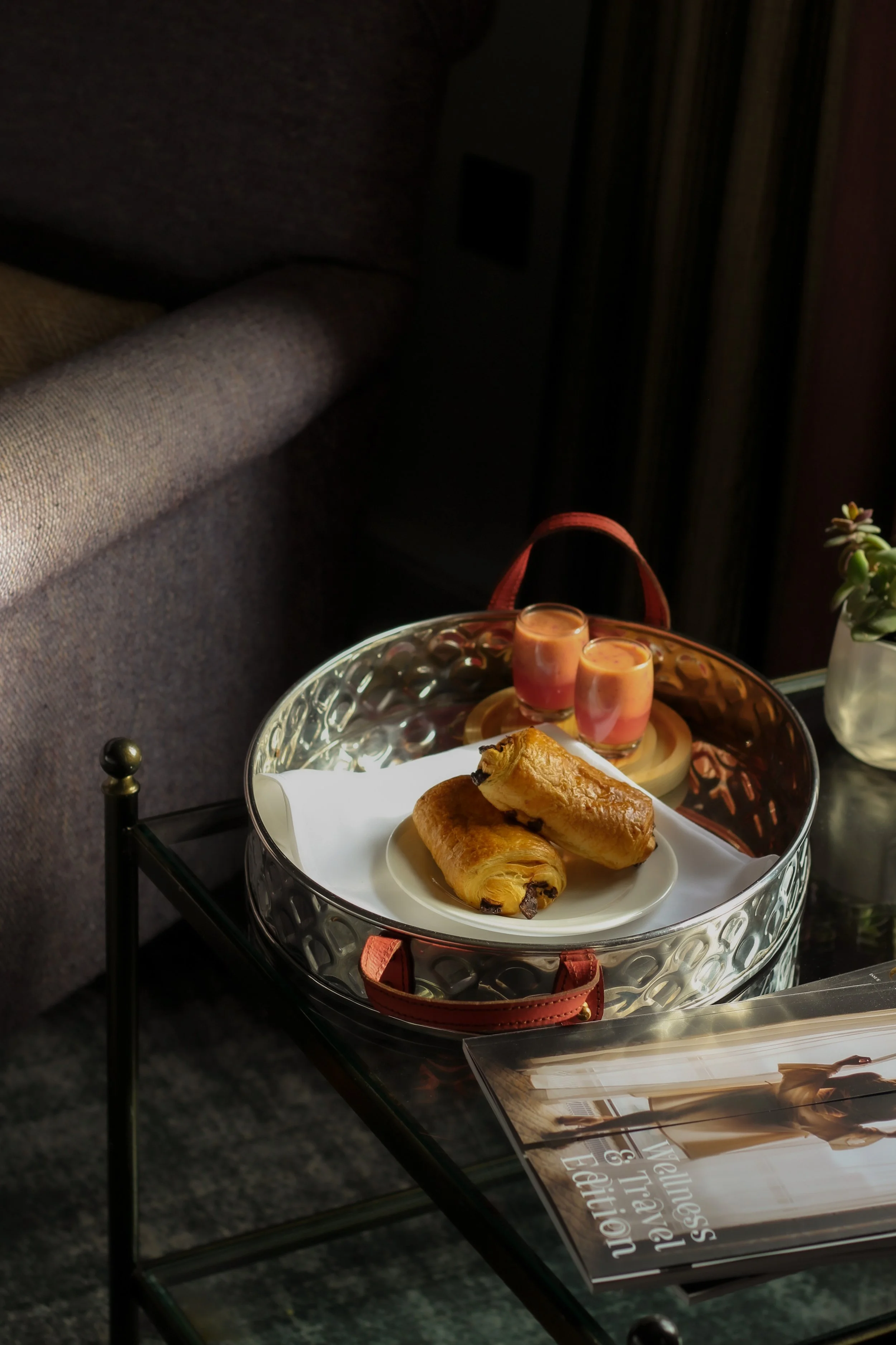 1. Hospitality photography at Rookery Hall in Nantwich, featuring pastries and drinks styled on a table