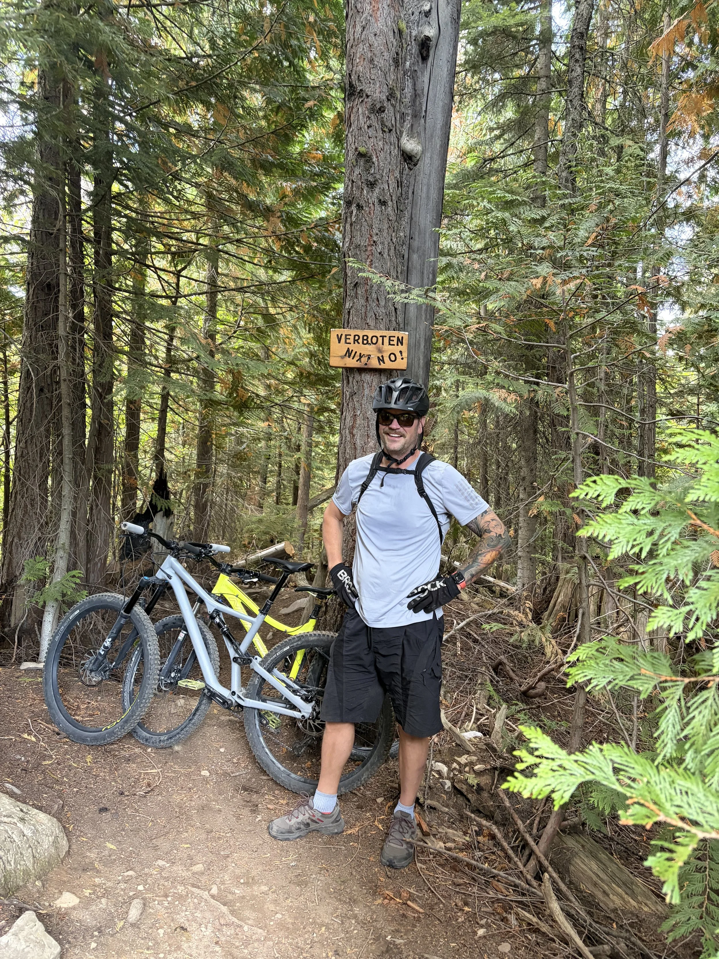 Mountain Biking on a forest trail in the Elk Valley, British Columbia, Fernie