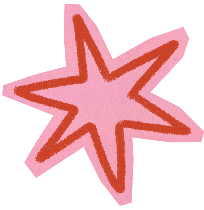 Stella di carta rosa con contorno rosso
