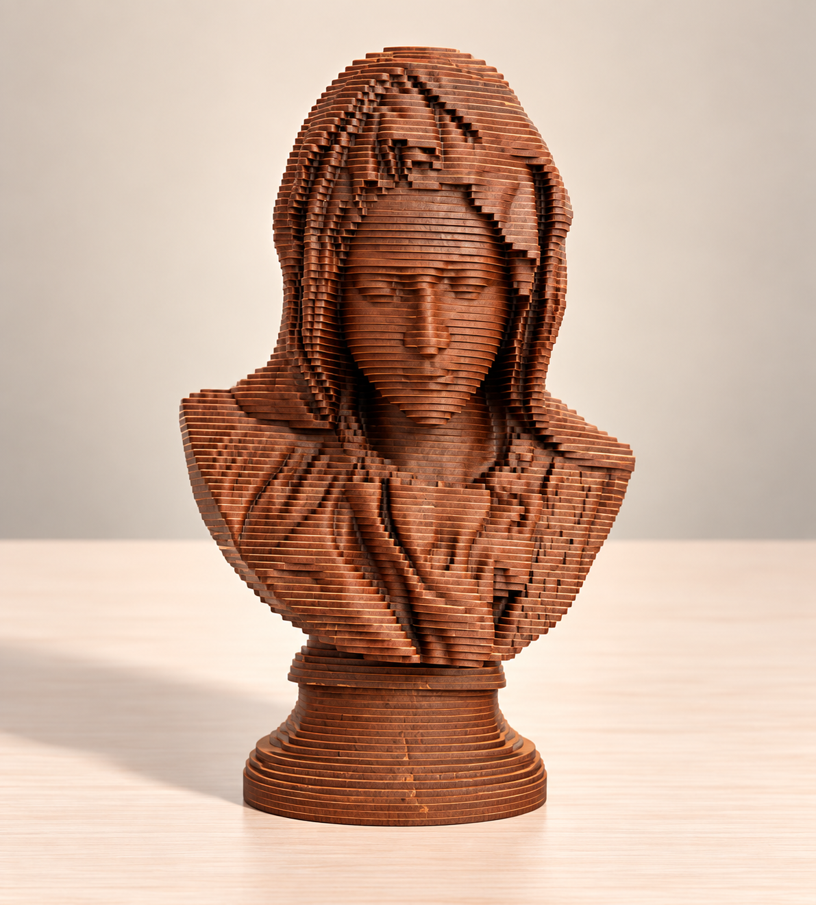 Busto Virgem Maria Em Madeira - 28cm