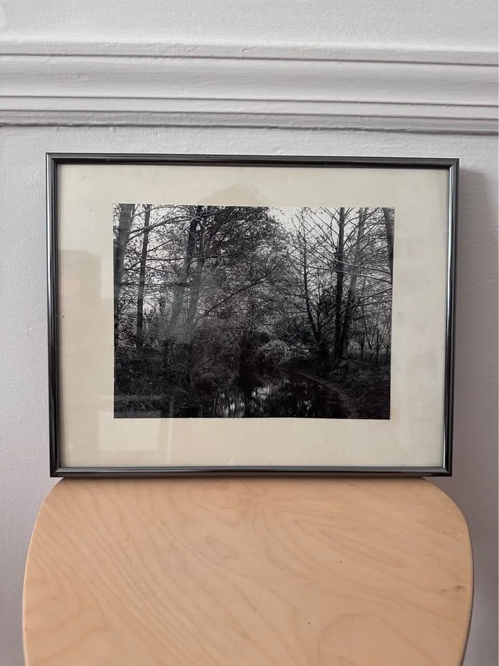 Vintage Black & White Landscape Photograph, Nielsen Metal Frame