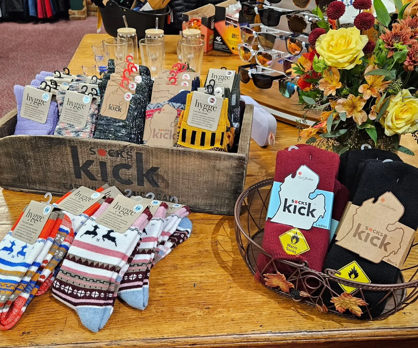 We have a fun selection of @sockskick socks and @michiganmittenco gloves, but if you to shop their whole enchilada, stop by during our Grand Opening this Saturday and visit their pop-up store! 
#partnerships #community #cozysocks