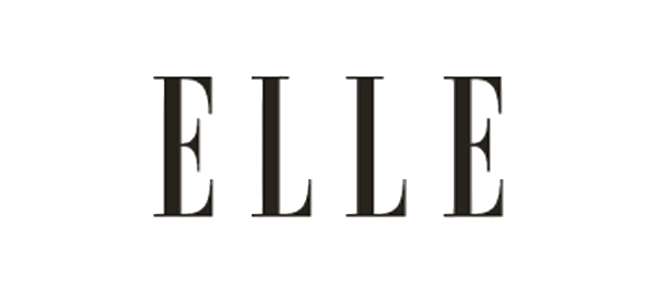 The word 'ELLE' written in large, gray, capital letters on a black background.
