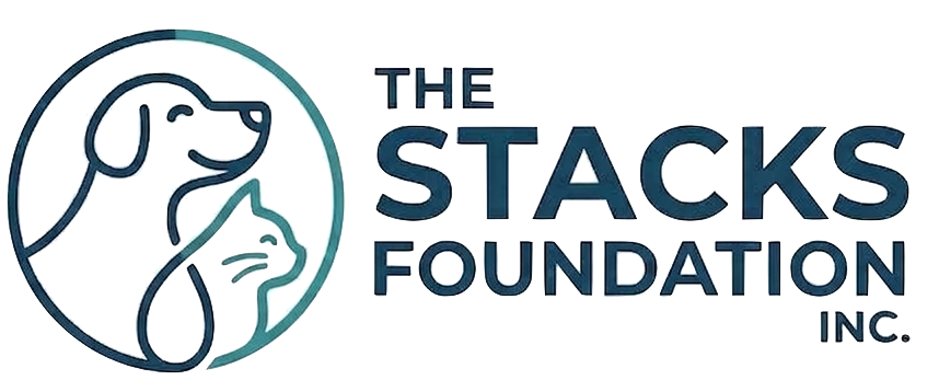 A logo featuring a stylized dog outline inside a circle next to the text "The Stacks Foundation Inc."