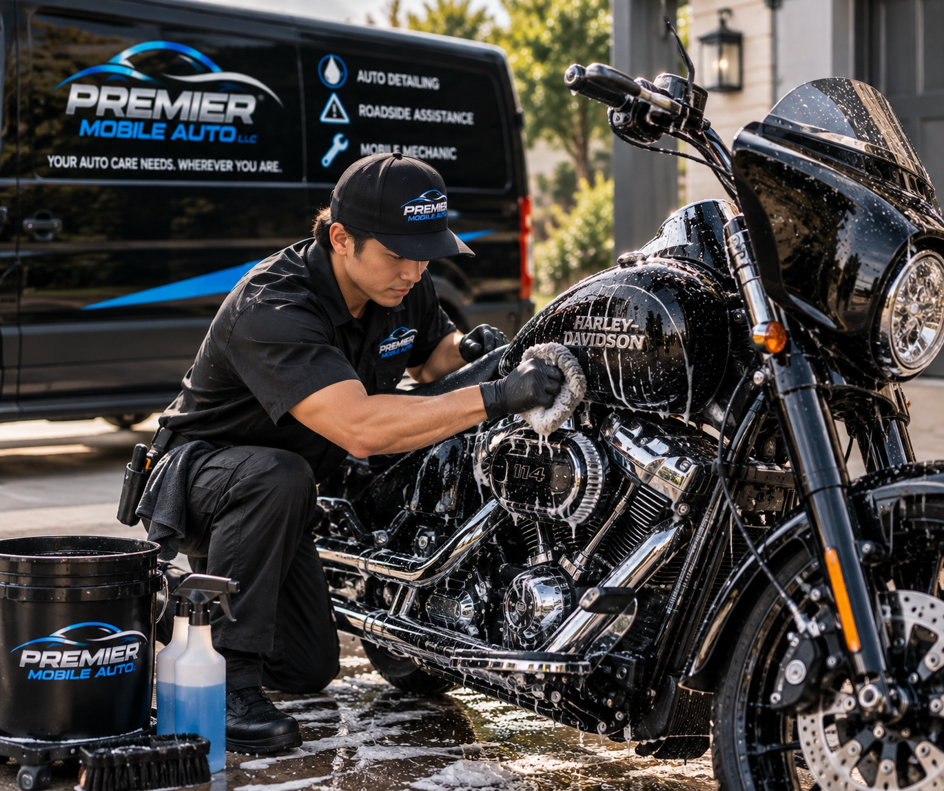 Motorcycle wash & wax