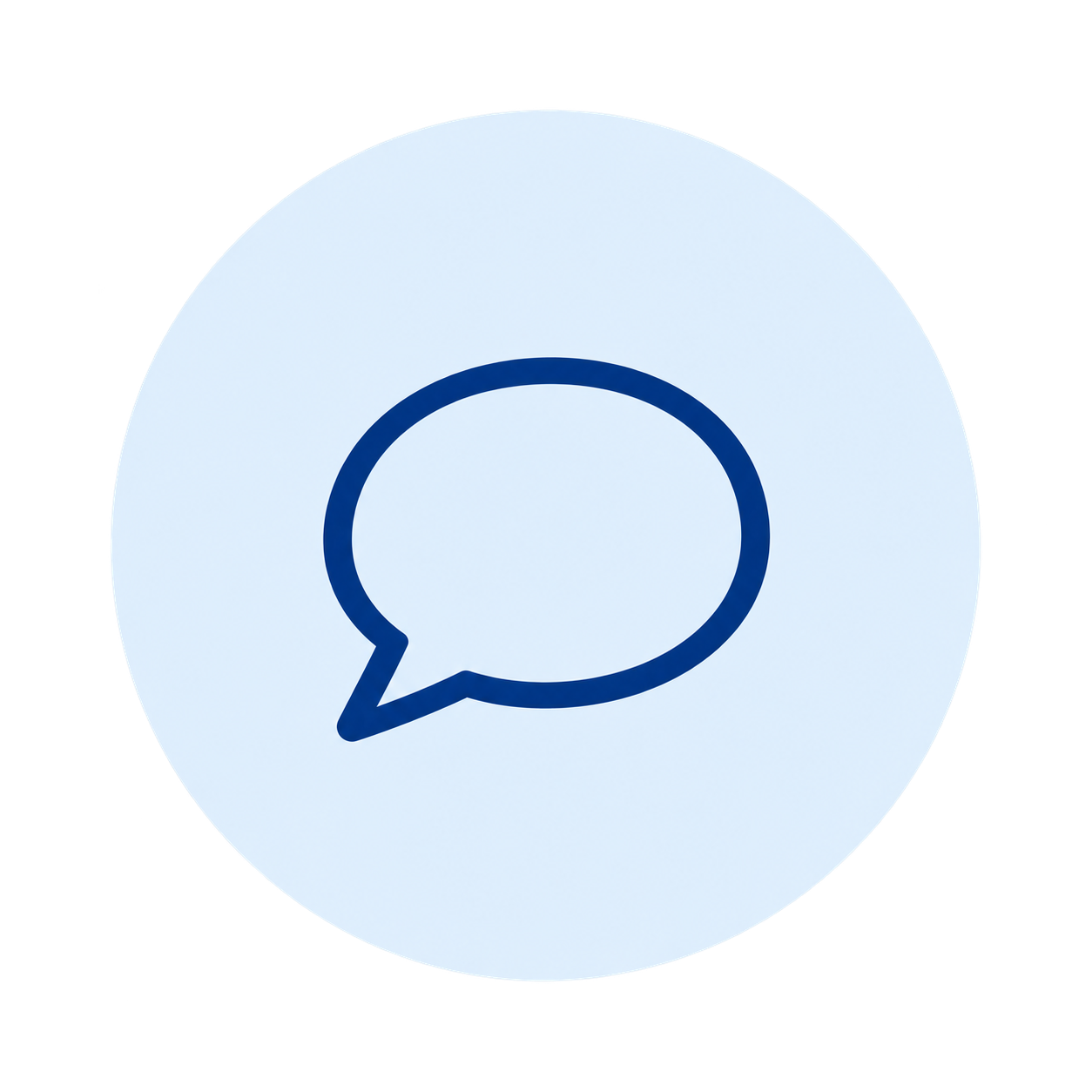 Facebook Messenger app icon with a speech bubble outline in dark blue on a light blue circular background.
