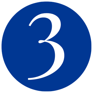 A blue circle with a white number 3 in the center