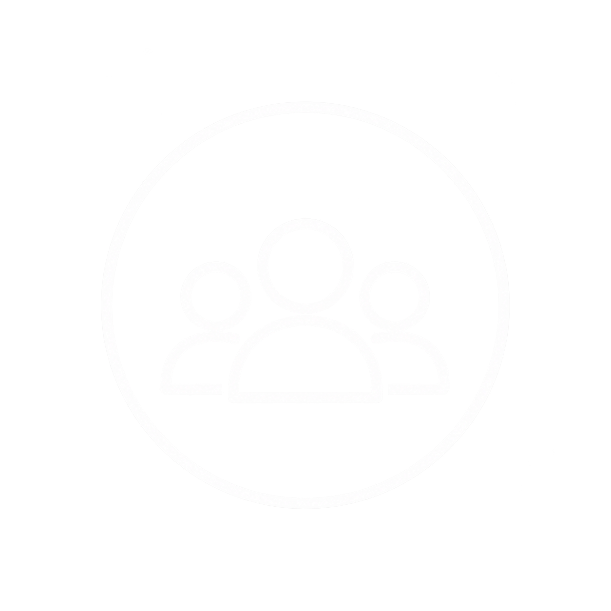 Outline of a group of five people, which includes one adult and four children, enclosed within a circle.