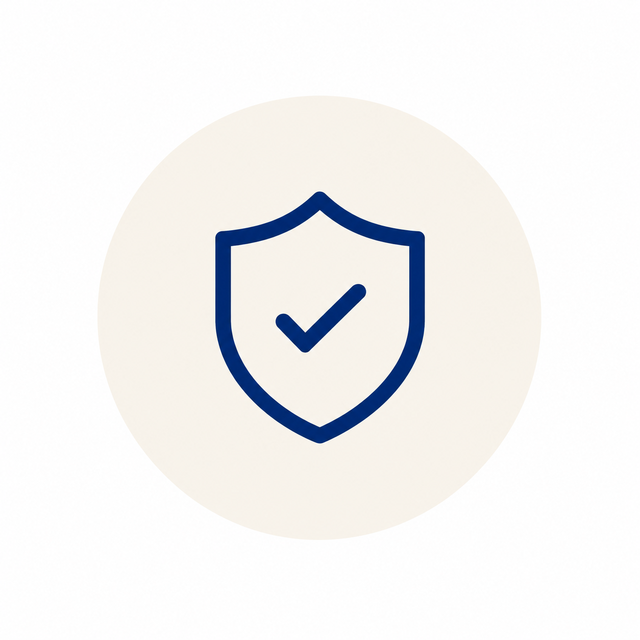 Shield icon with a checkmark inside, representing security or protection.
